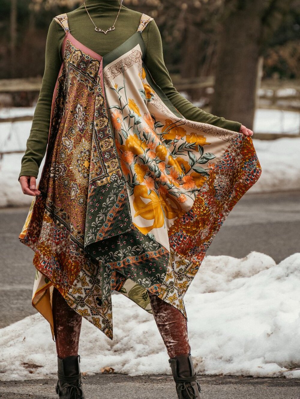 Anthropologie Handkerchief Scarf Boho Dress TINY